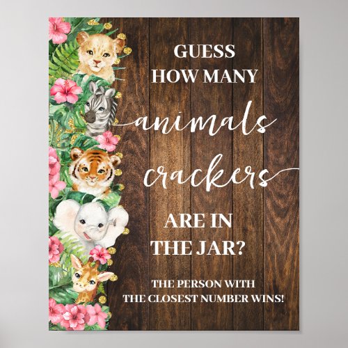 How Many Animal Crackers Pink Safari Shower Game 