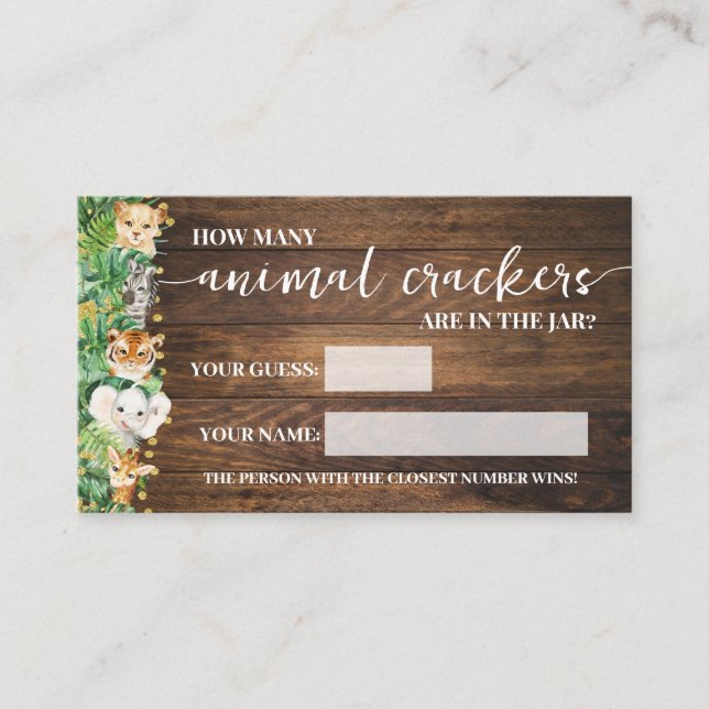 How Many Animal Crackers Safari Baby Game Card (Front)