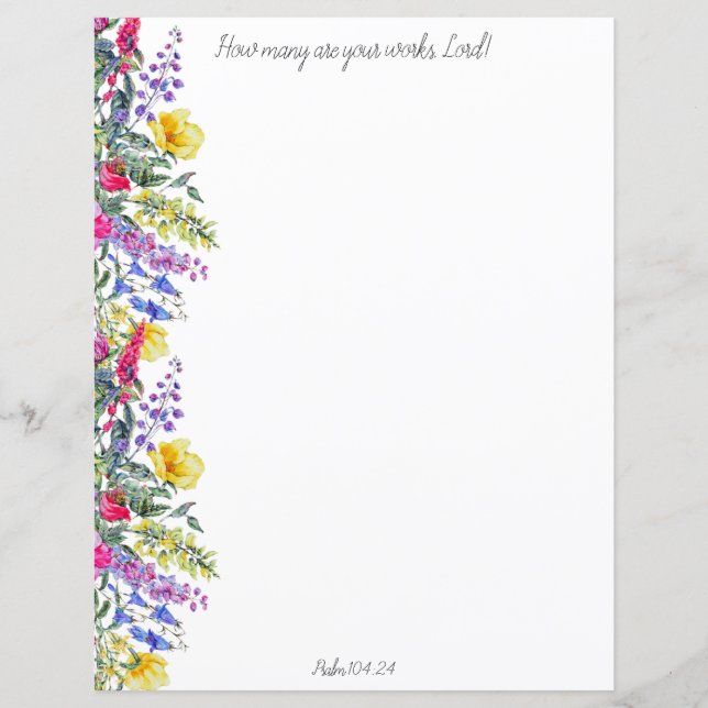 How Many Are Your Works Christian Stationery (Front)