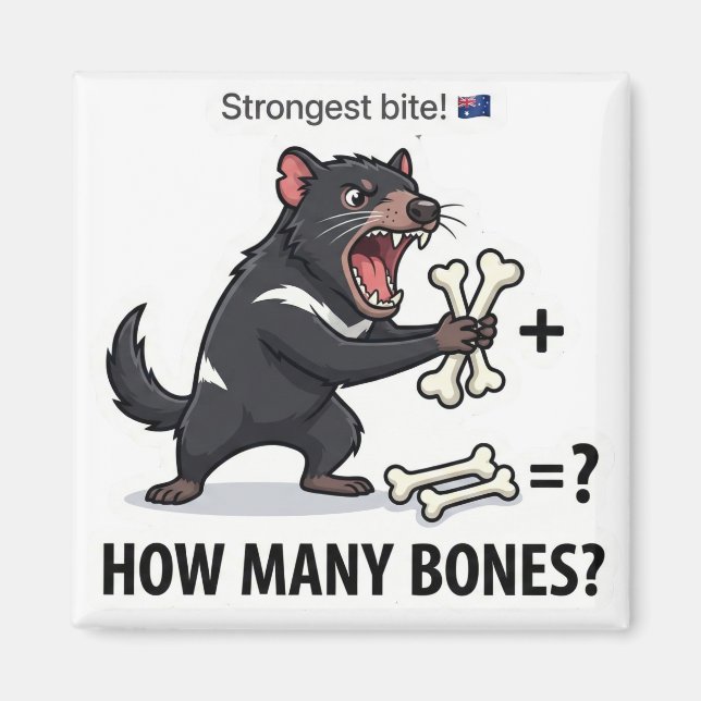 How Many Bones? Tasmanian Devil Math Game Magnet (Front)