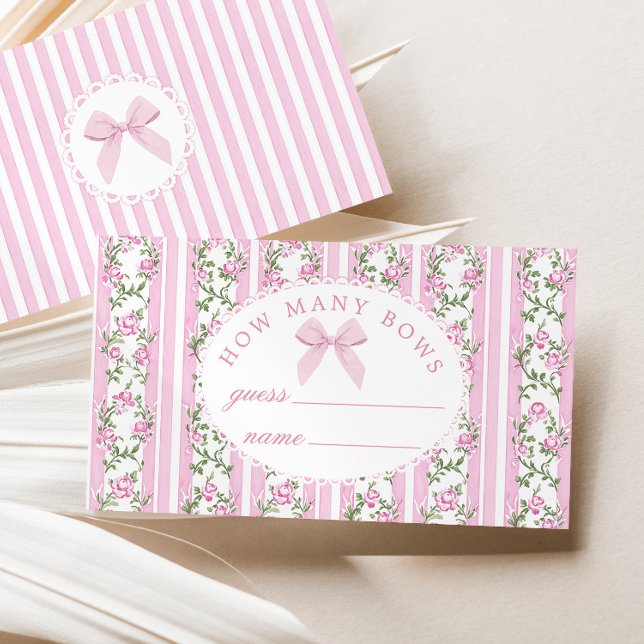 How many Bows Coquette Pink Bow Baby Shower Enclosure Card (Creator Uploaded)