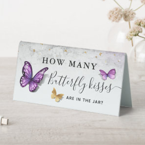 How Many Butterfly Kisses are in the Jar Purple Table Tent