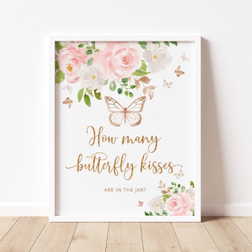 How many butterfly kisses baby shower game poster