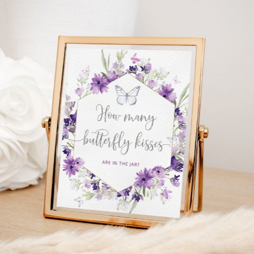 How many butterfly kisses baby shower game poster