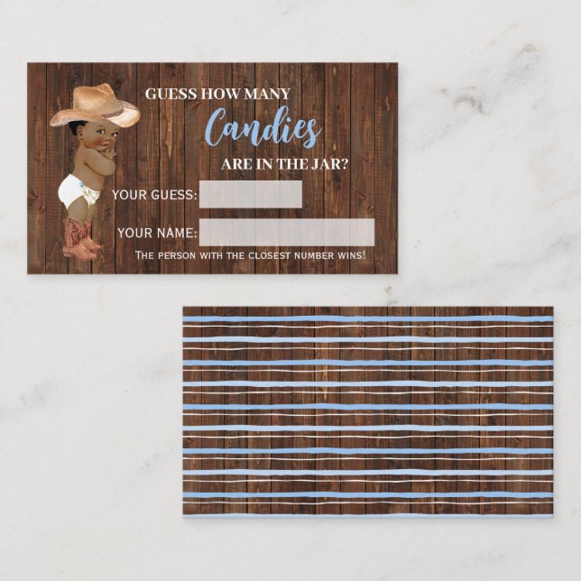 How Many Candies AA Cowboy Baby Shower Game Card (Front/Back)