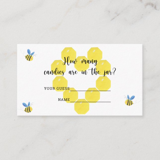  How many candies/ Bee baby shower game Enclosure Card (Front)