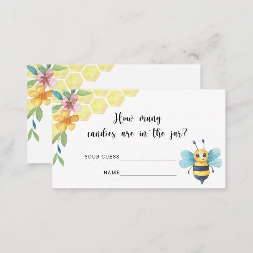  How many candies Bee baby shower game Enclosure Card