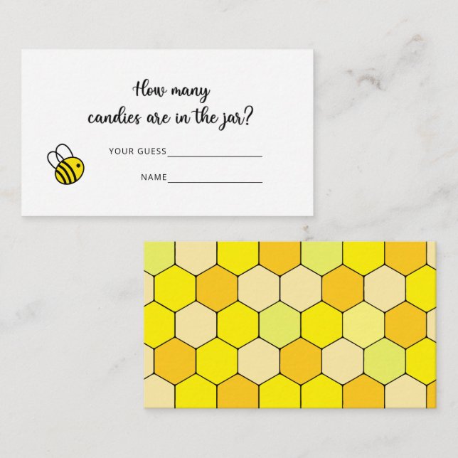  How many candies/ Bee baby shower game Enclosure Card (Front/Back)