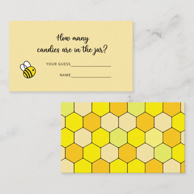  How many candies / Bee baby shower game Enclosure Card (Front/Back)