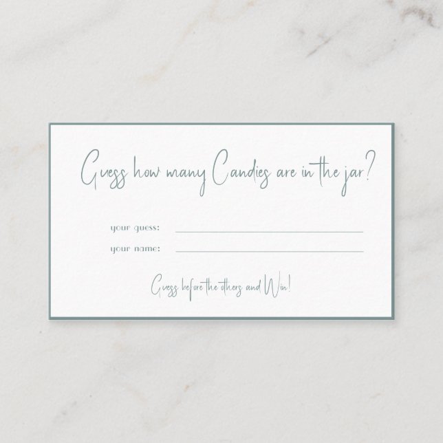 How many Candies Bridal Shower Game Card (Front)