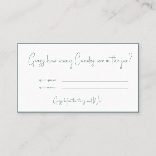 How many Candies Bridal Shower Game Card