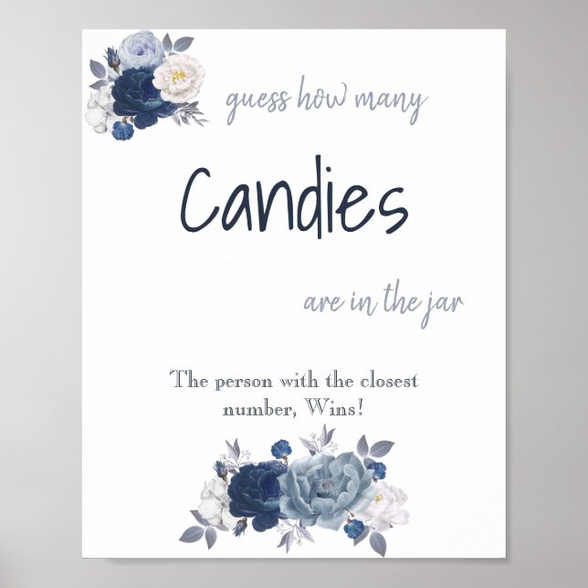 How many Candies Bridal Shower Game Sign (Front)