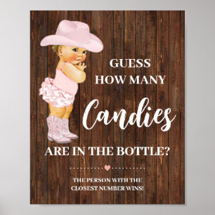 How many Candies Cowgirl Baby Shower Game Sign