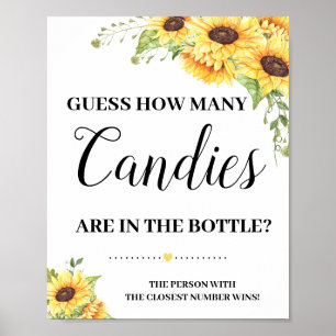 How many Candies game sign Baby shower sunflowers