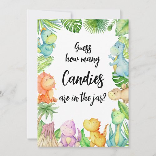 How Many Candies in Jar Dinosaur Baby Shower Card