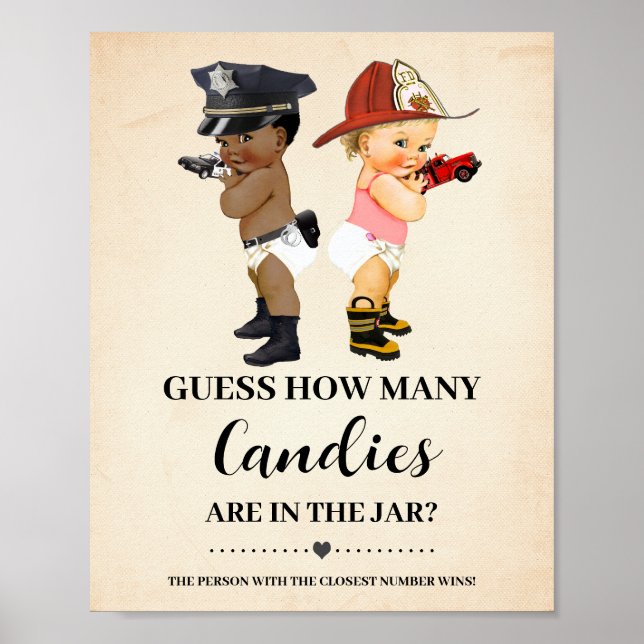 How Many Candies Little Recruit Baby Shower Game Poster (Front)