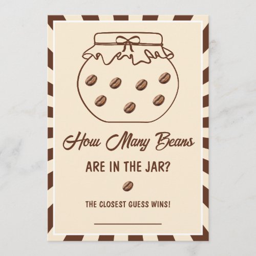 How many Coffee beans Baby Shower game Card