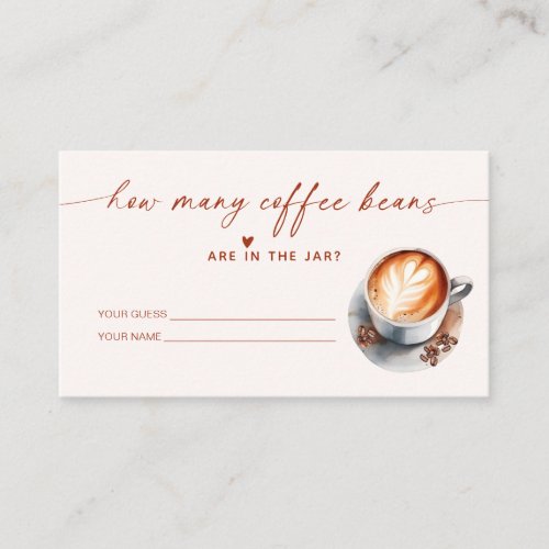 How Many Coffee Beans Bridal Shower Game Enclosure Card