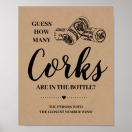 How many corks bridal shower rustic game sign