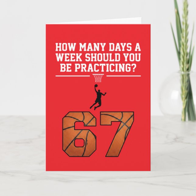 How Many Days Funny 67 Meme Basketball Saying Card (Front)