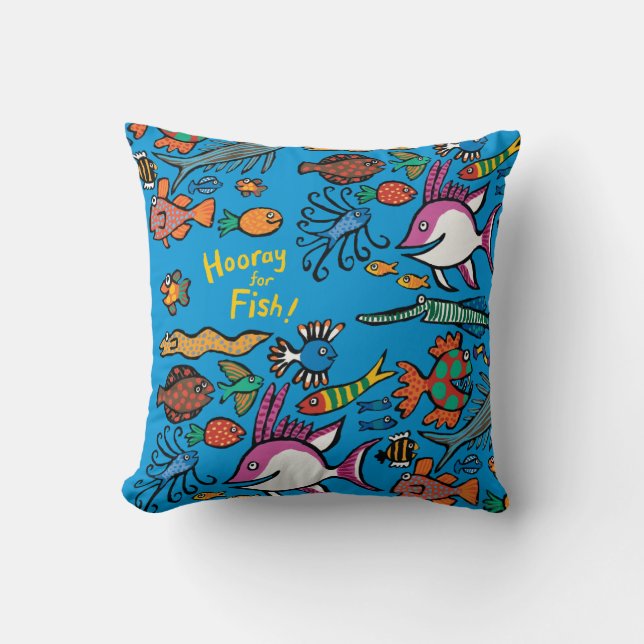 How Many Different Fish Can You See? Throw Pillow (Front)