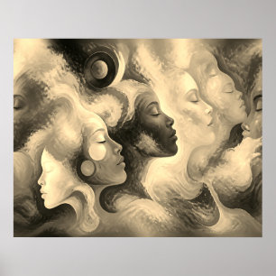 How Many Faces Do You See on a Black + White Wall Poster