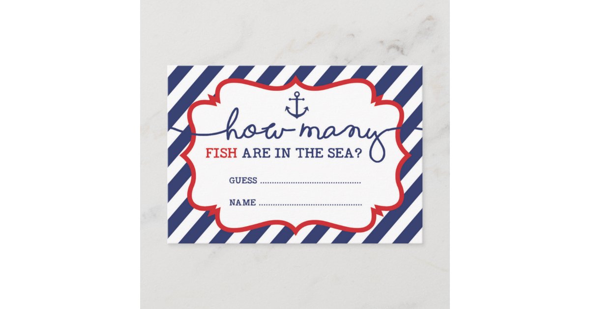 How Many Fish are in the Sea Baby Shower Game Enclosure Card