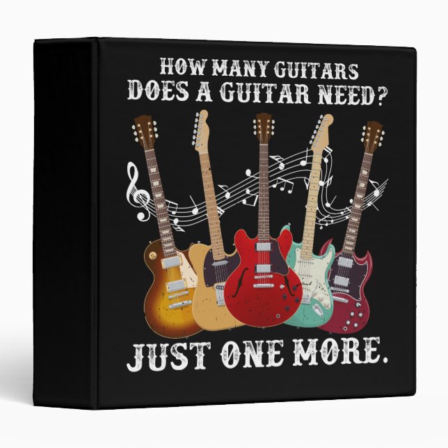 How Many Guitars Gift For Guitar Player 3 Ring Binder (Front/Spine)