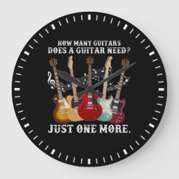 How Many Guitars Gift For Guitar Player Large Clock