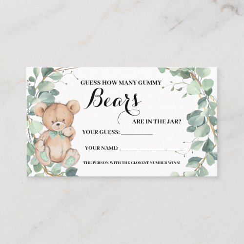 How Many Gummy Bear Greenery Baby Shower Game Card