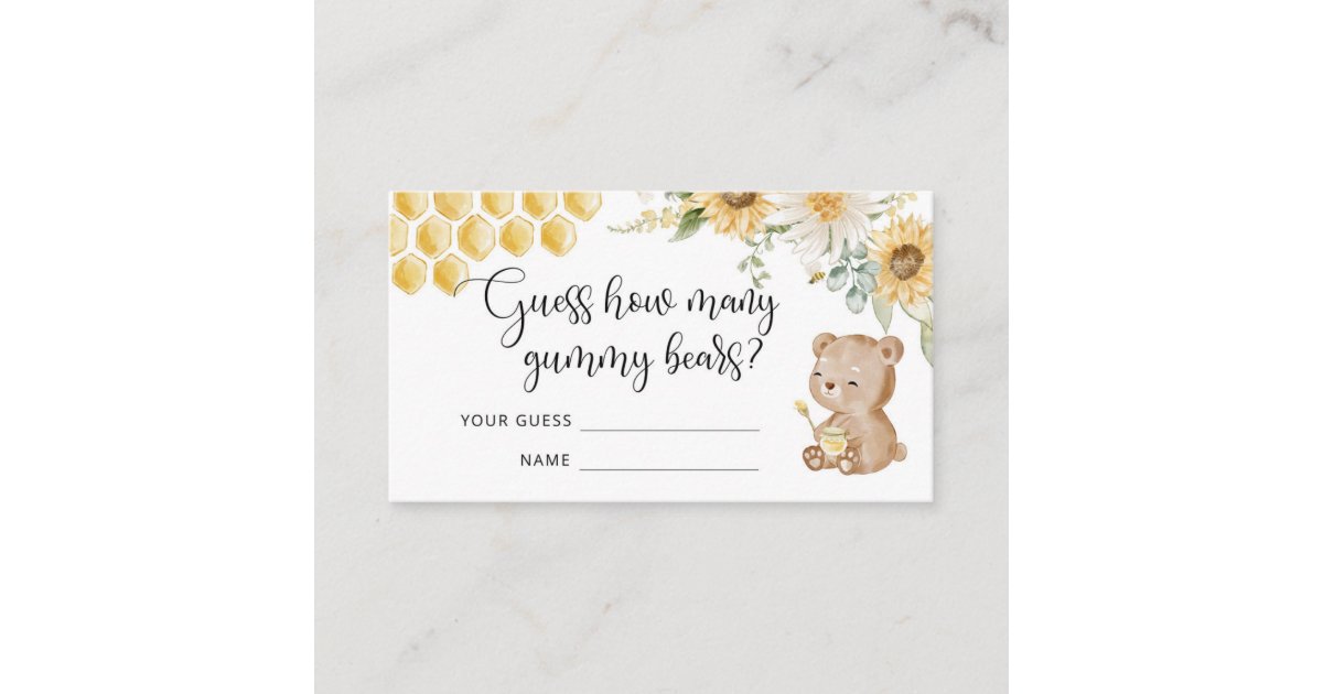 How many gummy bears baby shower game enclosure card Zazzle
