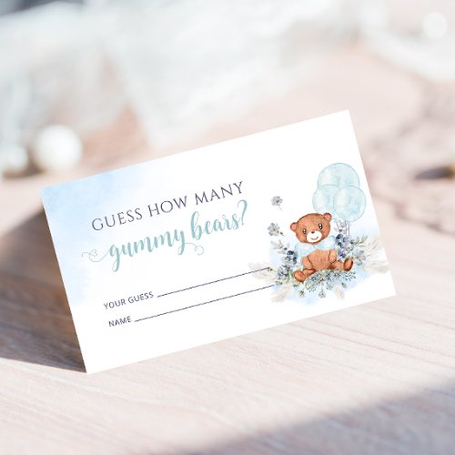 How Many Gummy Bears Baby Shower Game Enclosure Card