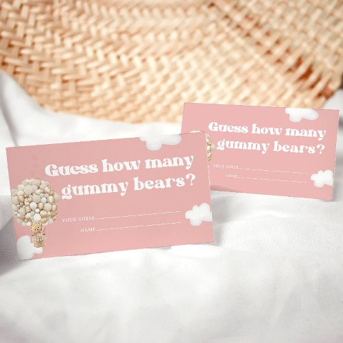 How Many Gummy Bears Girl Baby Shower Game Enclosure Card