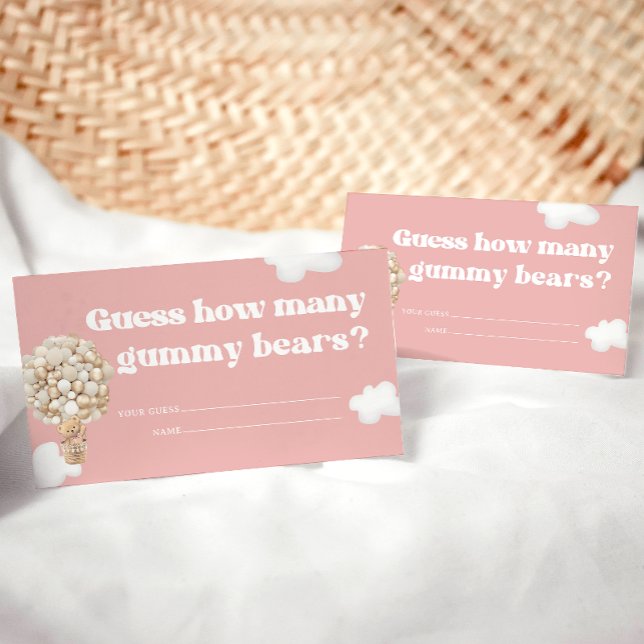 How Many Gummy Bears Girl Baby Shower Game Enclosure Card (Creator Uploaded)