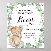 Guess How Many Gummy Bears Woodland Game for Baby Shower or 