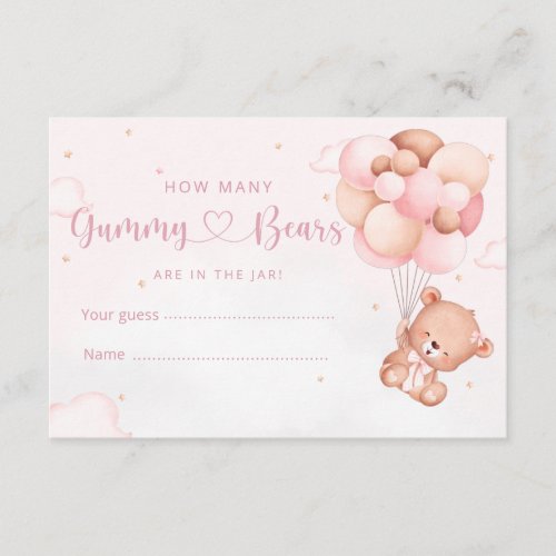 How many gummy bears Teddy Bear baby shower game Enclosure Card