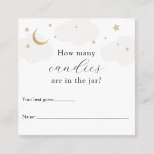 How Many in the Jar Gray Moon Baby Shower Game Enclosure Card