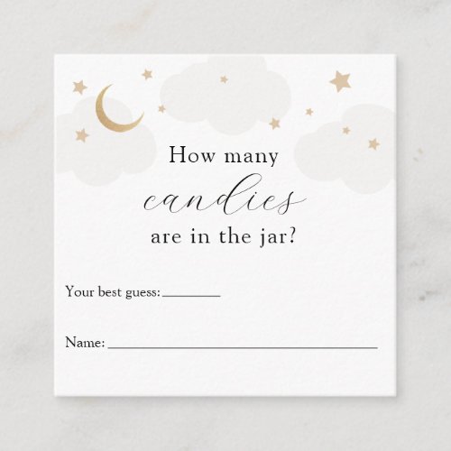 How Many in the Jar Gray Moon Baby Shower Game Enclosure Card
