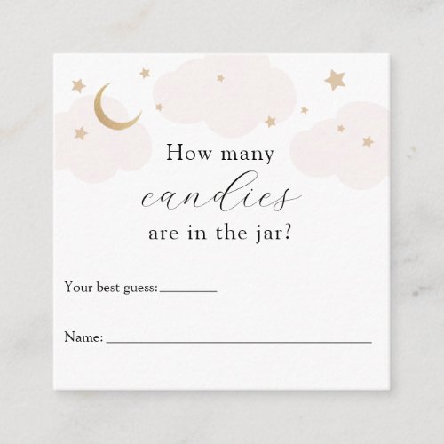 How Many in the Jar Pink Moon Baby Shower Game Enclosure Card