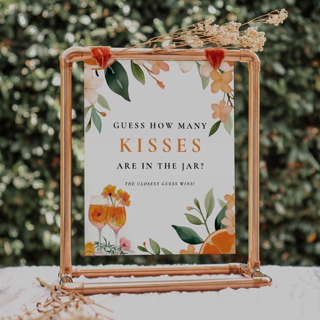How Many Kisses Aperol Spritz Bridal Shower Sign (Creator Uploaded)