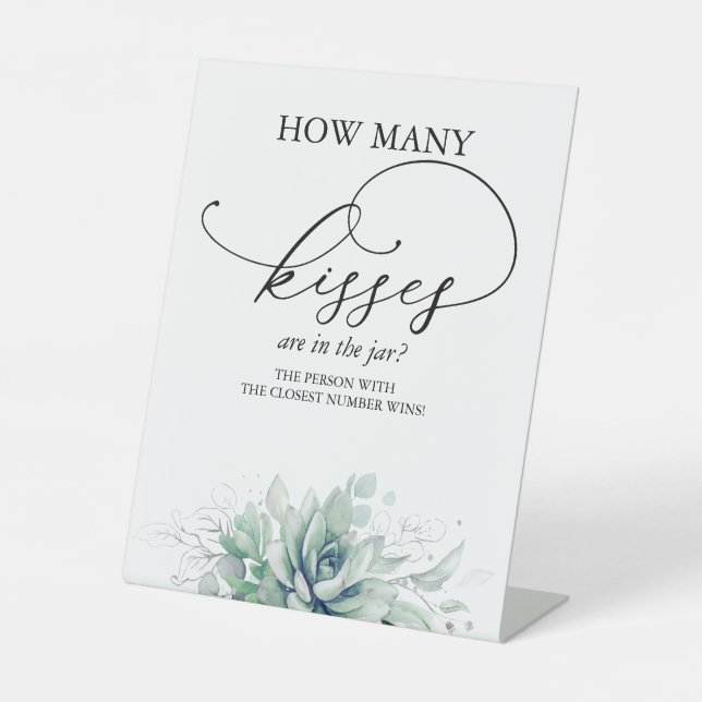 How many kisses are in the jar? pedestal sign (Front)