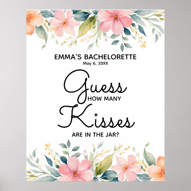 how many kisses are in the jar shower game poster (Front)