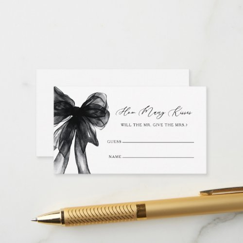 How Many Kisses Black Bow Bridal Shower Games Enclosure Card