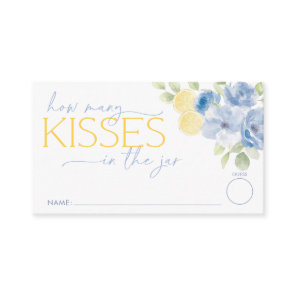 How many kisses Blue Lemon Bridal Shower  Enclosure Card