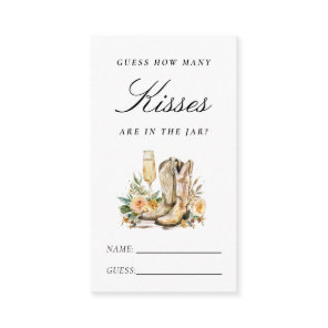 How Many Kisses Boots and Bubbly Bridal Shower Enclosure Card