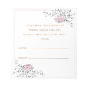 How Many Kisses Botanical Bridal Guessing Cards Notepad