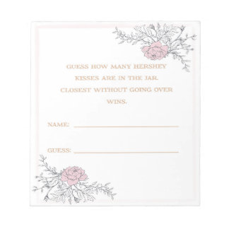 How Many Kisses Botanical Bridal Guessing Cards Notepad