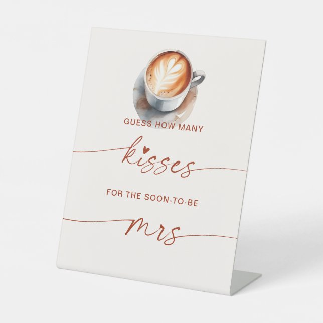 How Many Kisses Bridal Shower Coffee Game Sign (Front)