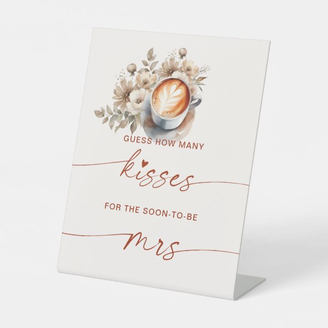 How Many Kisses Bridal Shower Coffee Game Sign (Front)