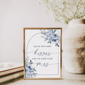 How Many Kisses Bridal Shower Dusty Blue Game Poster